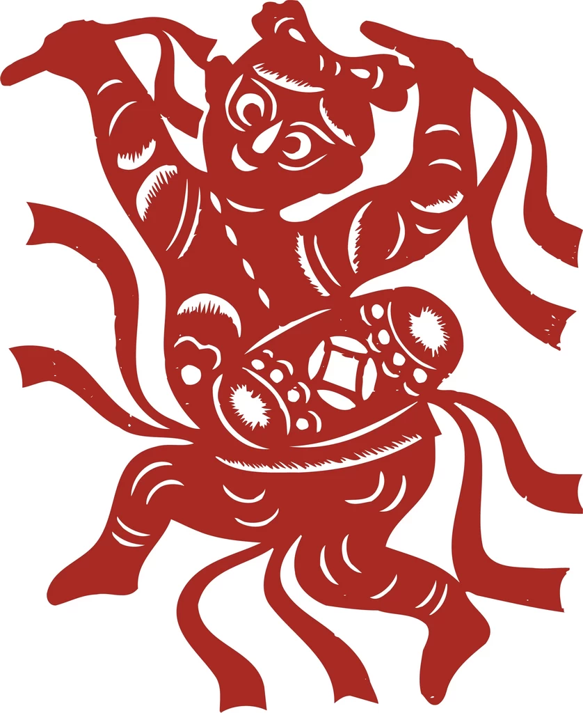 中国风中式传统喜庆民俗人物动物窗花剪纸插画边框AI矢量PNG素材【2311】